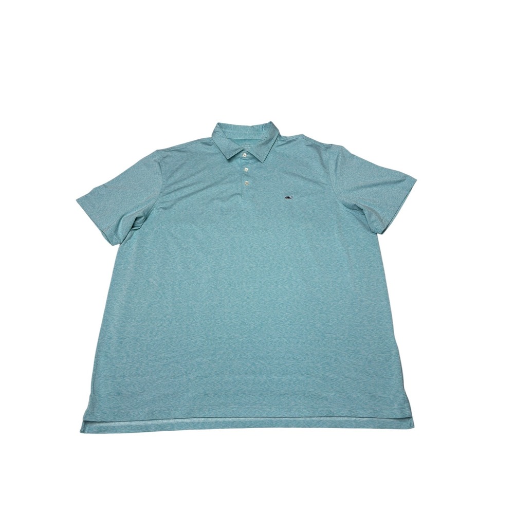 Vineyard Vines Performance Polo Shirt Mens XXL Blue Heathered Short Sleeve Golf